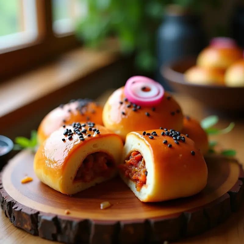 Sammun Makki Coreano: Panecillos de Cebolla Rellenos de Cerdo y Kimchi