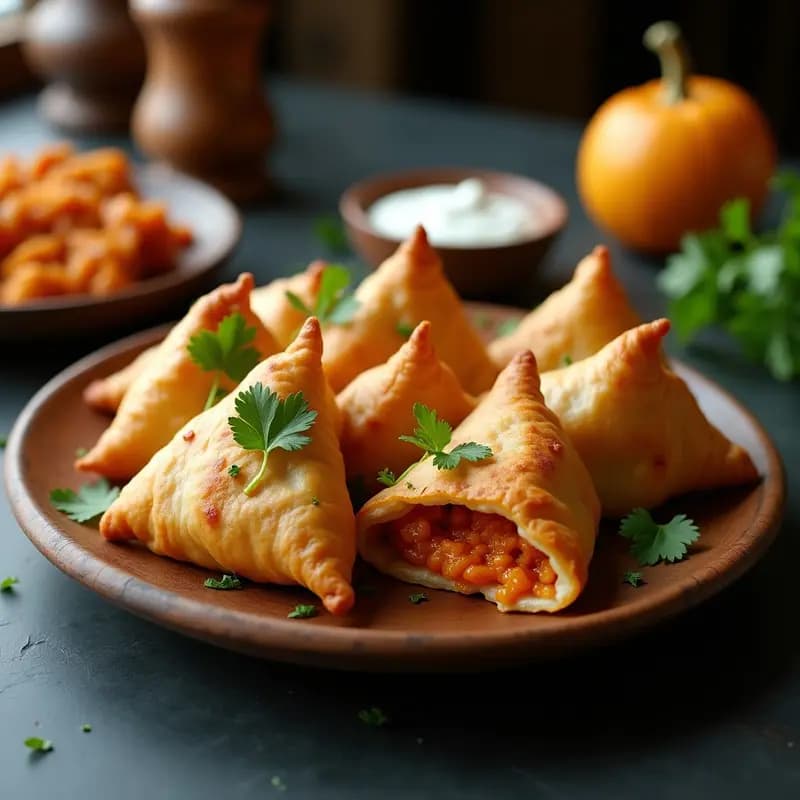 Samoosas Sudafricanas de Calabaza y Curry: Aperitivo Vegano en Airfryer con Masa Fillo