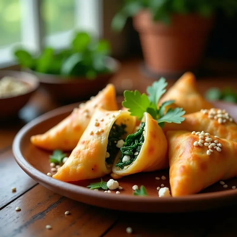 Samoosas Sudafricanas de Espinacas y Feta: Aperitivo Crujiente en Airfryer