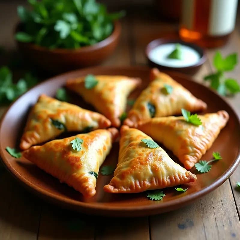Samoosas de Pollo y Espinacas: Aperitivo Sudafricano Picante en 25 Minutos
