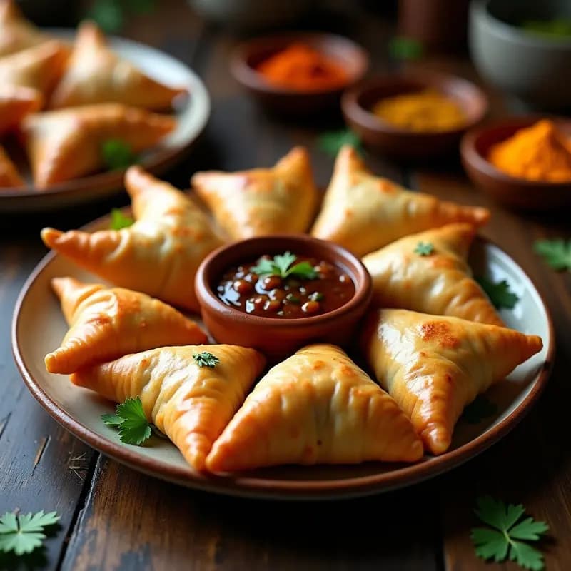 Samosa de Batata y Garbanzos con Chutney de Tamarindo: Receta India Crujiente y Especiada