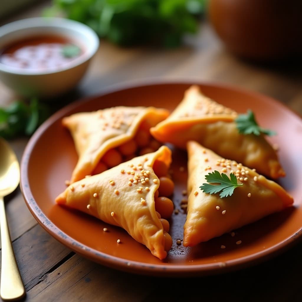 Samosa de Batata y Garbanzos con Salsa de Tamarindo: Receta India Vegana en Airfryer