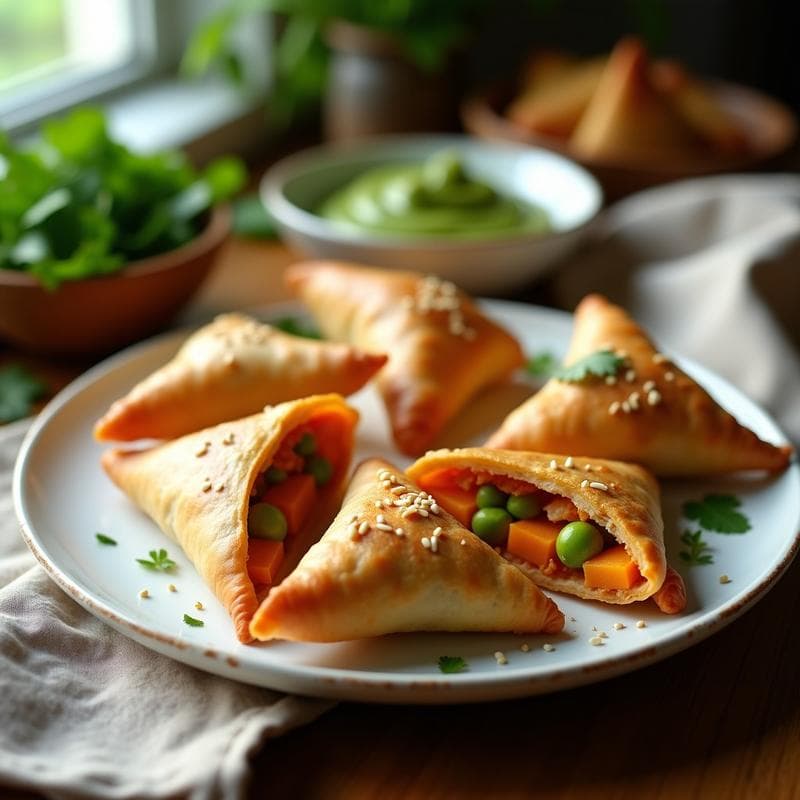 Samosa de Batata y Guisantes con Masa de Garbanzo: Entrante Indio en Airfryer
