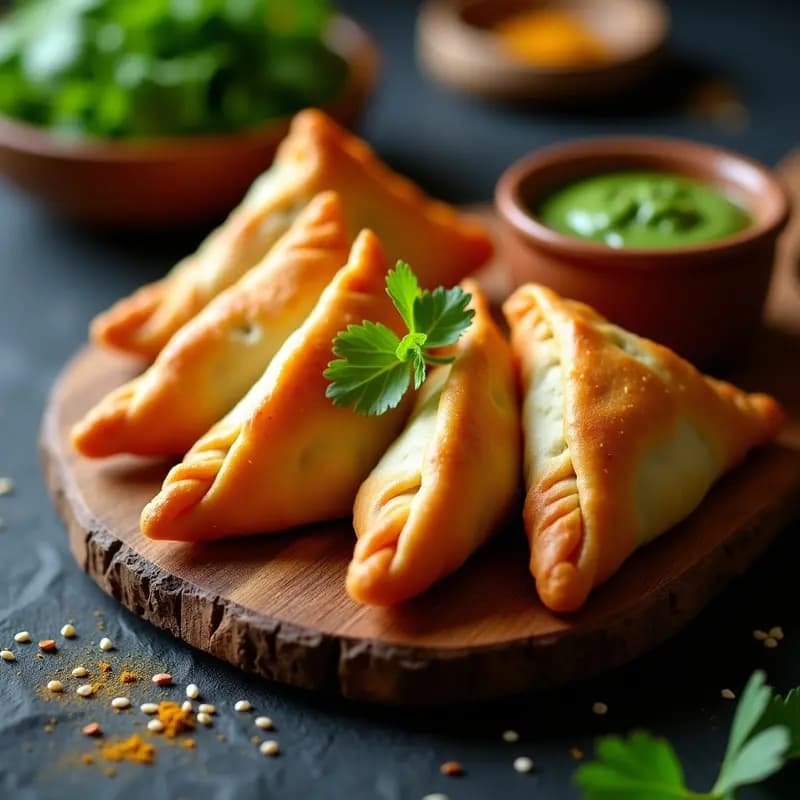 Samosa de Batata y Guisantes: Empanada India Crujiente en Hojaldre Vegano