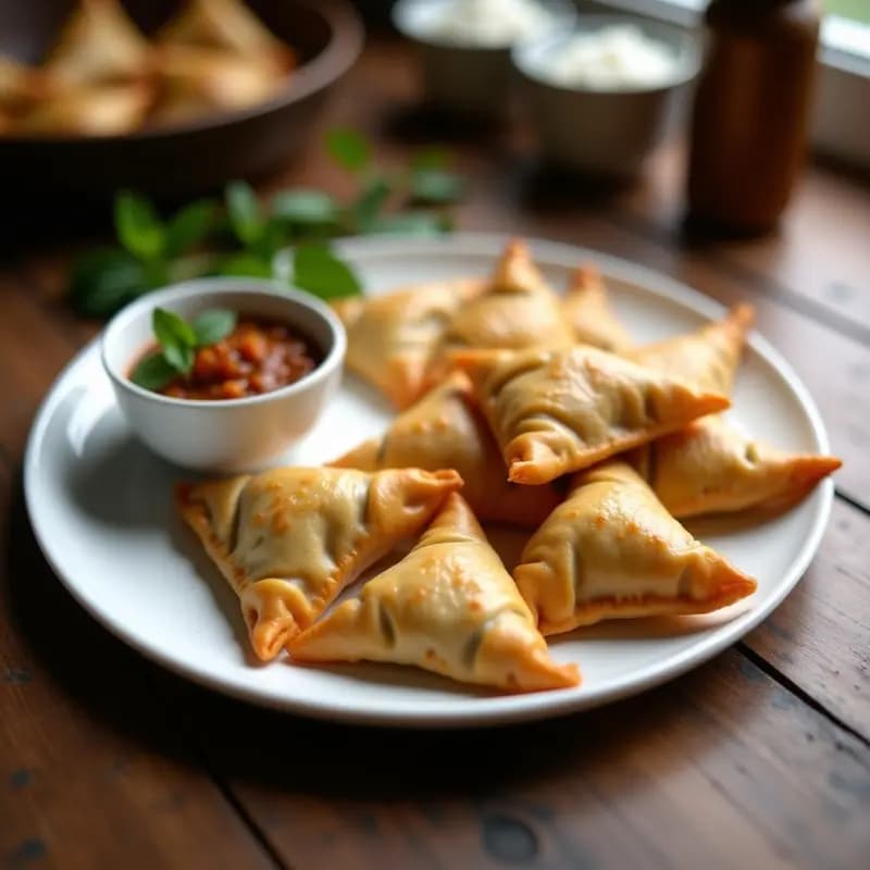 Samosa de Boniato y Espinacas con Salsa de Tamarindo y Menta: Entrante Indio en Airfryer Sin Freír