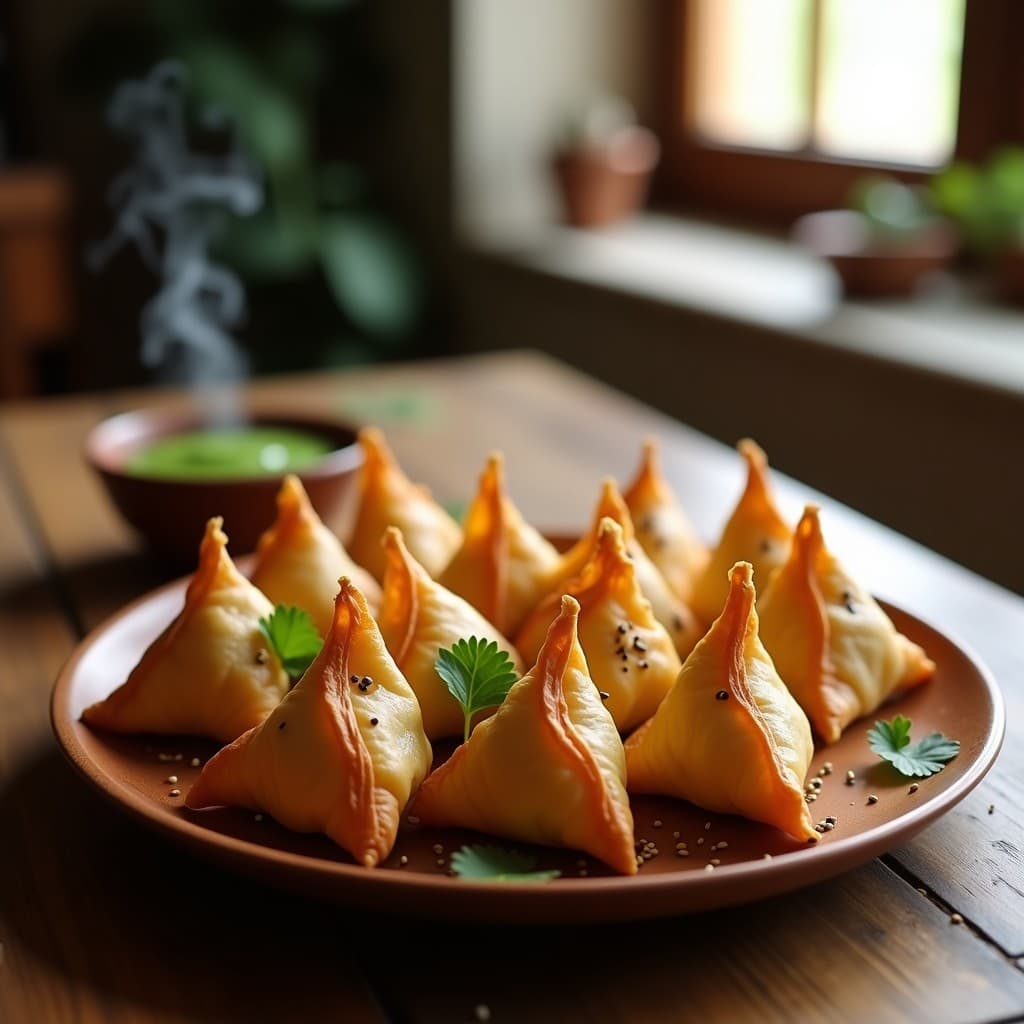 Samosa de Boniato y Guisantes con Envoltura de Masa Filo: Aperitivo Indio en Airfryer