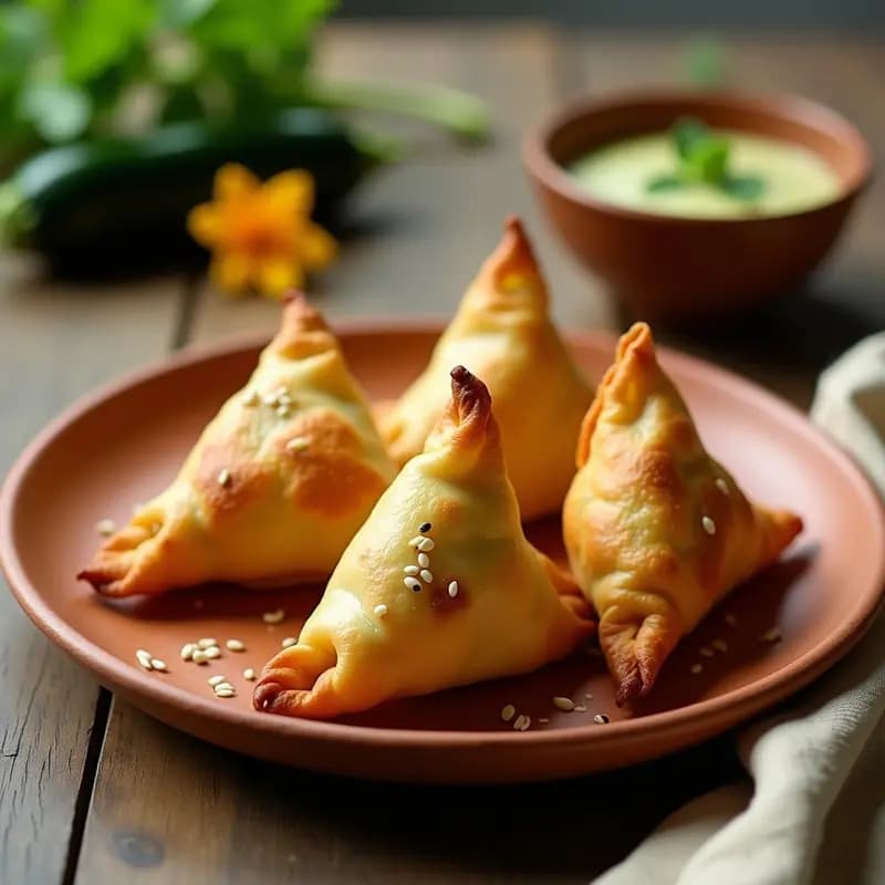 Samosa de Flor de Calabacín y Queso Paneer: Receta India Crujiente en Airfryer
