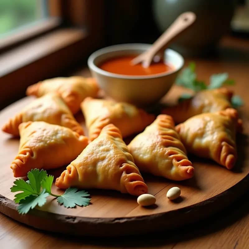 Samosa de Calabaza y Anacardos: Empanada India Vegana con Salsa de Tamarindo