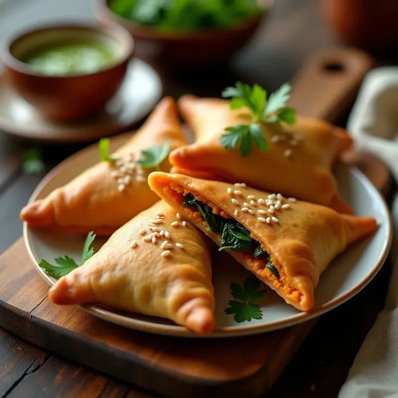 Samosa de Camote y Espinacas al Horno: Receta India Sin Gluten y Crujiente