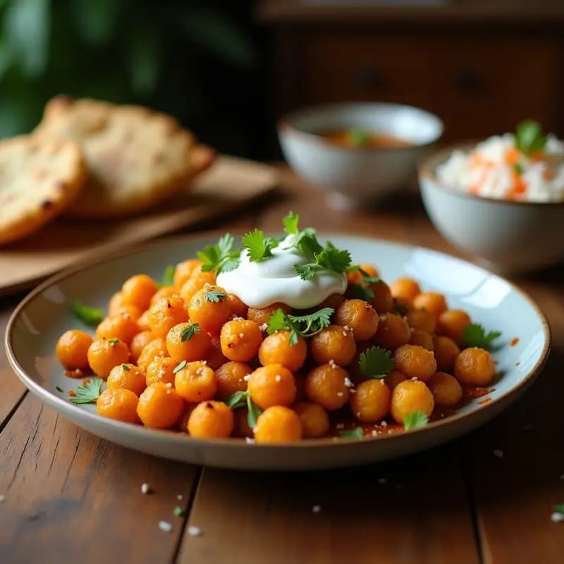 Samosa Chaat con Garbanzos y Yogur de Coco: Receta India Crujiente y Vegana