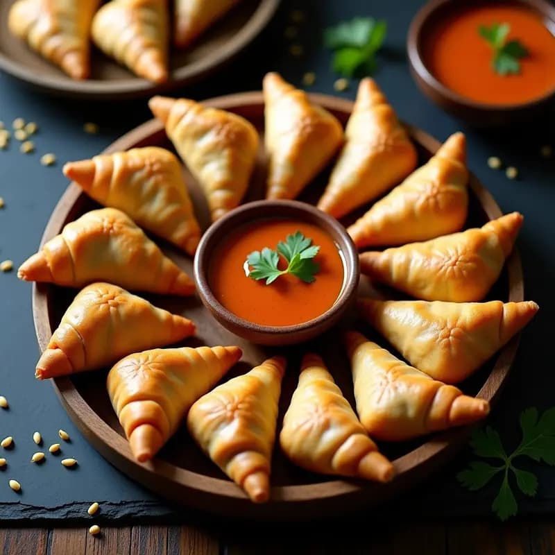 Samosa de Col y Zanahoria: Receta India al Horno con Salsa de Tamarindo y Mentol