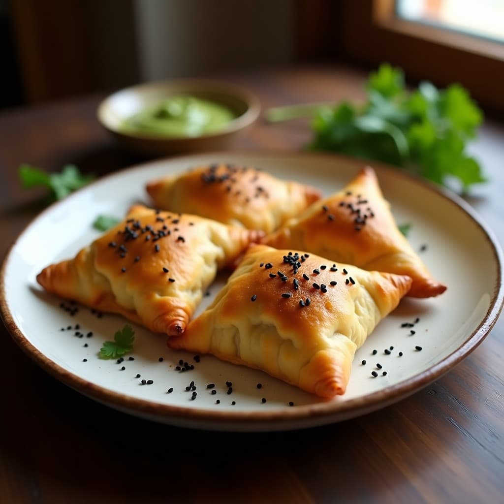Samosa de Coliflor y Garbanzos con Crujiente de Semillas de Sésamo: Entrante Indio Sin Harina en Airfryer
