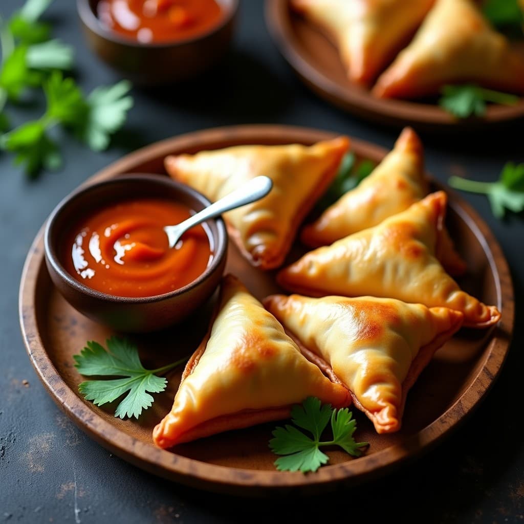 Samosa de Coliflor y Garbanzos al Horno con Chutney de Tamarindo: Aperitivo Indio Sin Freír