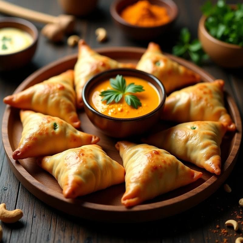 Samosa de Coliflor y Guisantes: Receta en Airfryer con Salsa de Mango y Cilantro