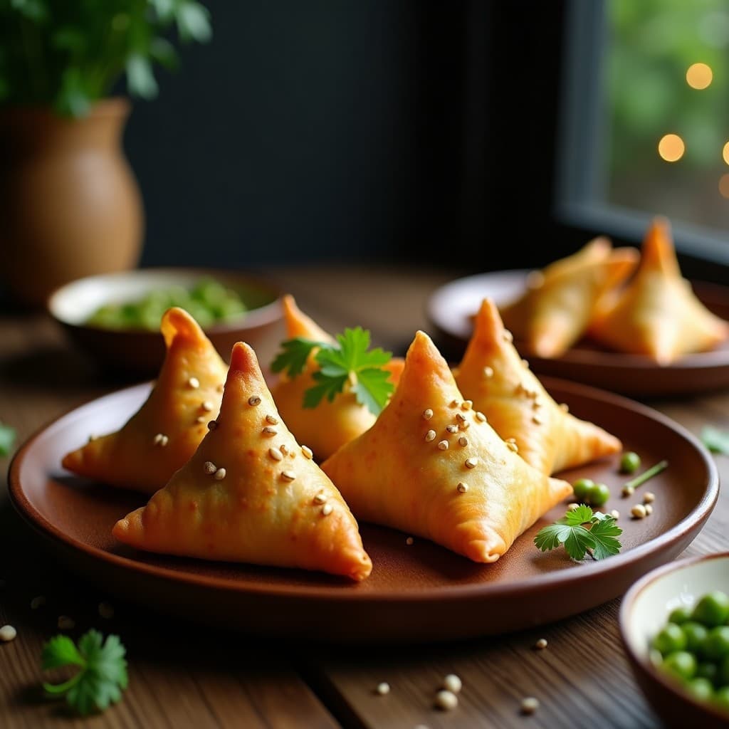 Samosa de Coliflor y Guisantes con Envoltura de Harina de Garbanzo: Aperitivo Indio Keto