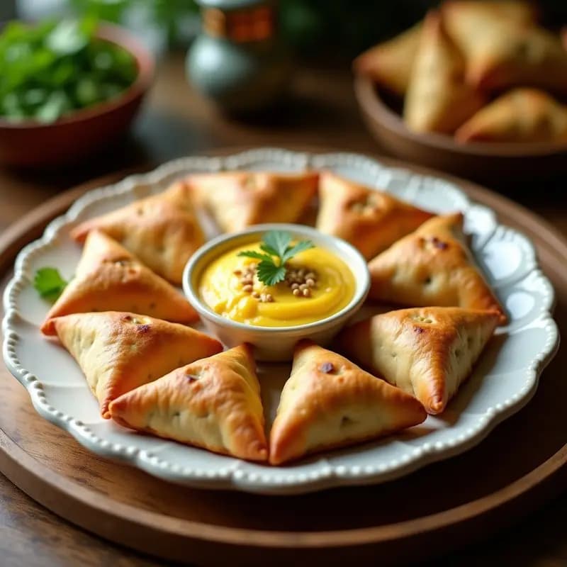 Samosa de Coliflor y Guisantes al Horno: Receta Indo-Pakistaní Keto con Dip de Mango