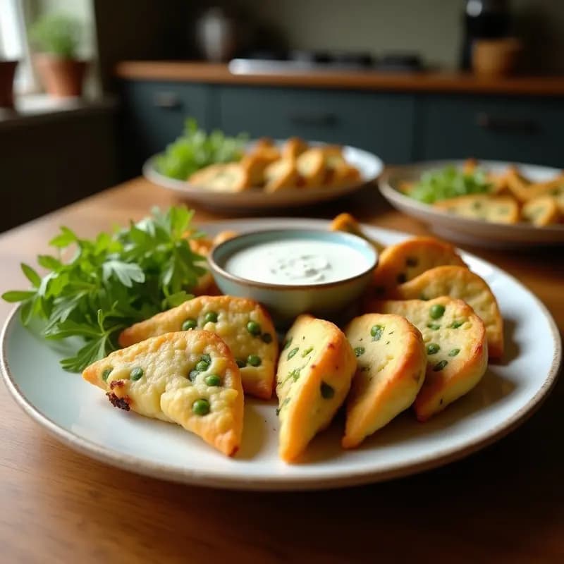 Samosa de Coliflor y Guisantes con Dip de Yogur de Coco: Aperitivo Indio Vegano en Airfryer