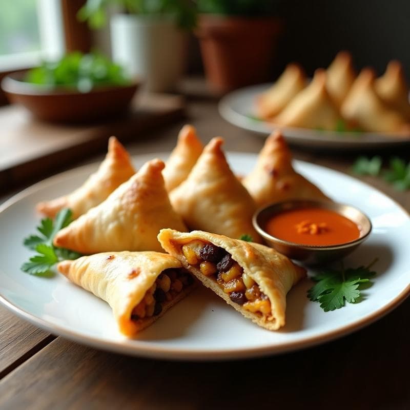 Samosa de Coliflor y Pasas con Chutney de Tamarindo: Receta India en Airfryer