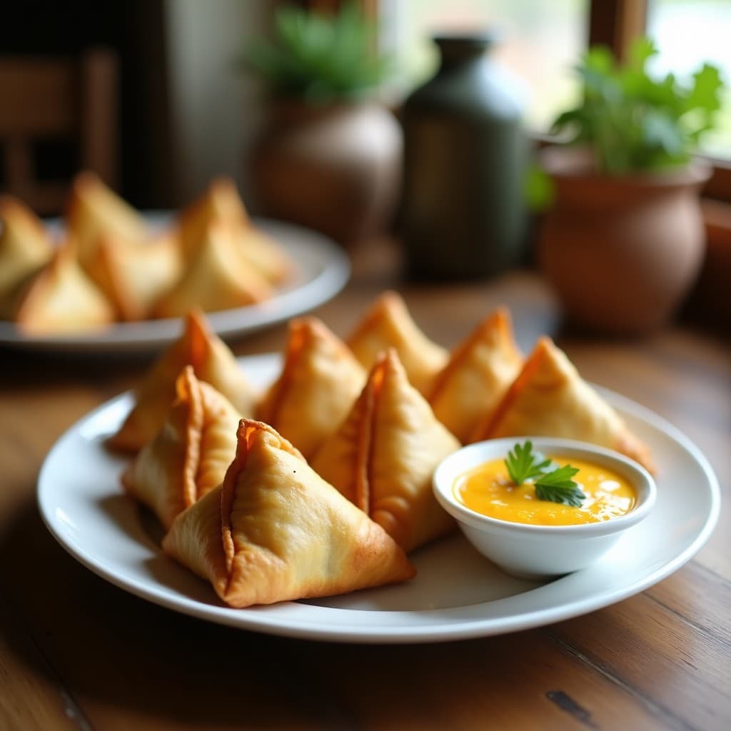 Samosa de Coliflor y Pasas con Dip de Mango: Receta en Olla Express Sin Freír