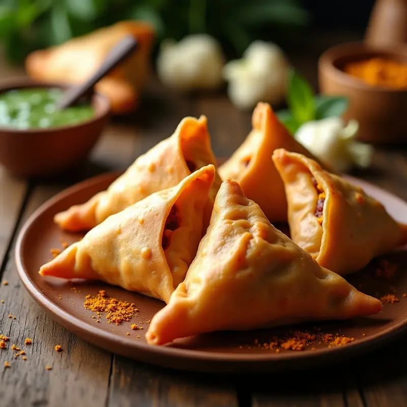 Samosa de Coliflor y Patata con especias Garam Masala: Receta India en Airfryer y Vegana