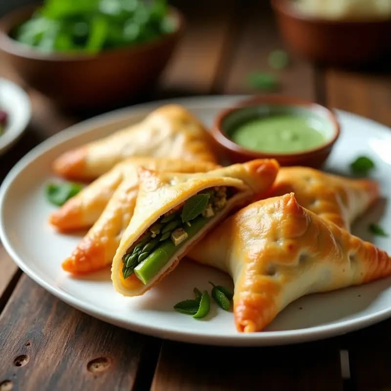 Samosa de Espárragos y Queso Paneer: Receta India en Airfryer con Toque de Comino