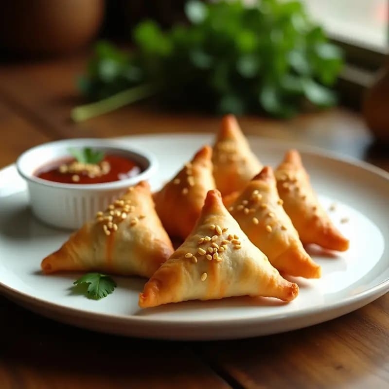 Samosa de Espinaca y Garbanzos con Salsa de Tamarindo: Aperitivo Indio en Airfryer