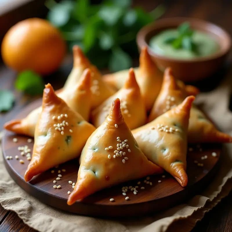 Samosa de Espinacas y Queso Halloumi: Empanadas Indias al Horno Crujientes