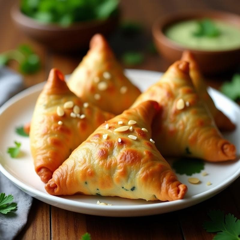 Samosa de Espinacas y Paneer en Masa de Coliflor: Aperitivo Indio Keto en Airfryer