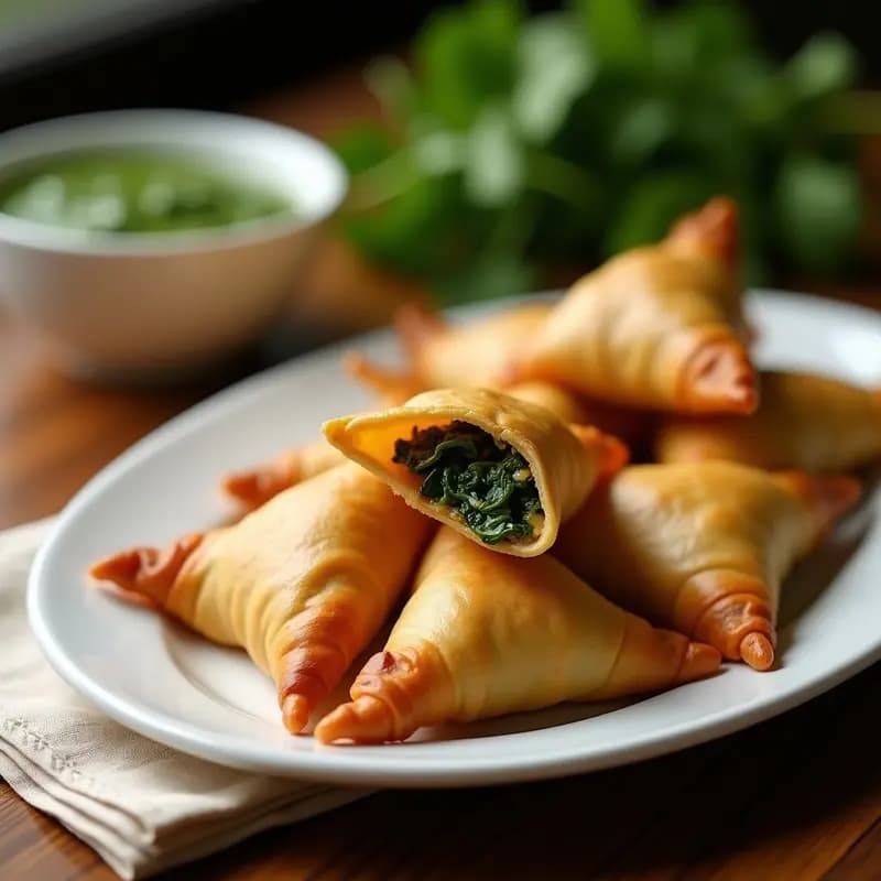 Samosa de Espinacas y Queso Paneer: Empanadillas Indias Crujientes en Olla Express