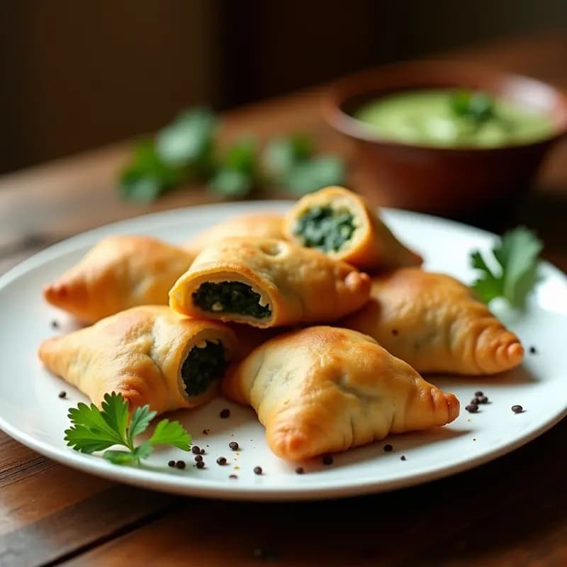 Samosa de Espinacas y Queso Paneer: Receta India Frita con Masala de Comino