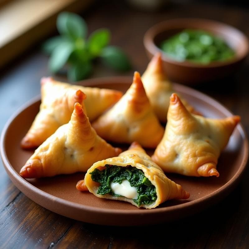 Samosa de Espinacas y Queso Paneer: Receta India en Airfryer con Masa Integral en 25 Minutos