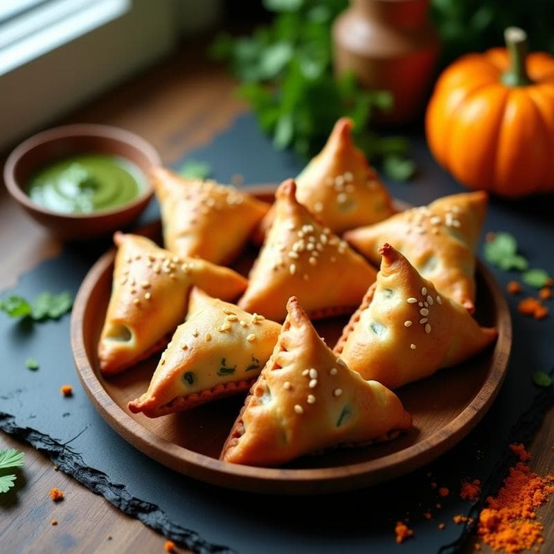 Samosa de Garbanzo y Calabaza al Horno: Entrante Indio Vegano y Sin Fritura
