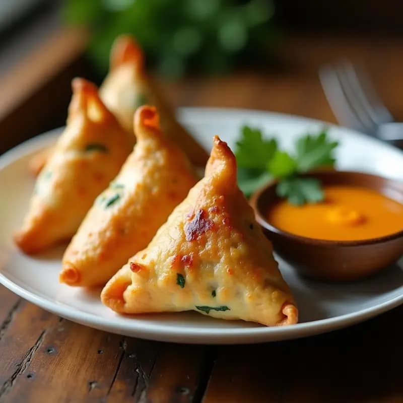 Samosa de Garbanzo y Espinacas: Receta India Crujiente en Airfryer con Chutney de Mango