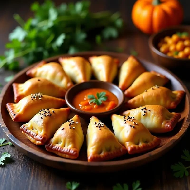 Samosa de Garbanzos y Calabaza: Aperitivo Indio Vegano al Horno con Masala de Especias