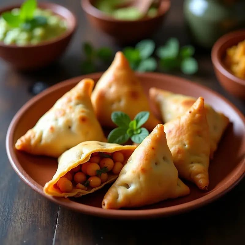Samosa de Garbanzos y Patata con Masa de Harina de Lentejas: Receta India Vegana y Crujiente