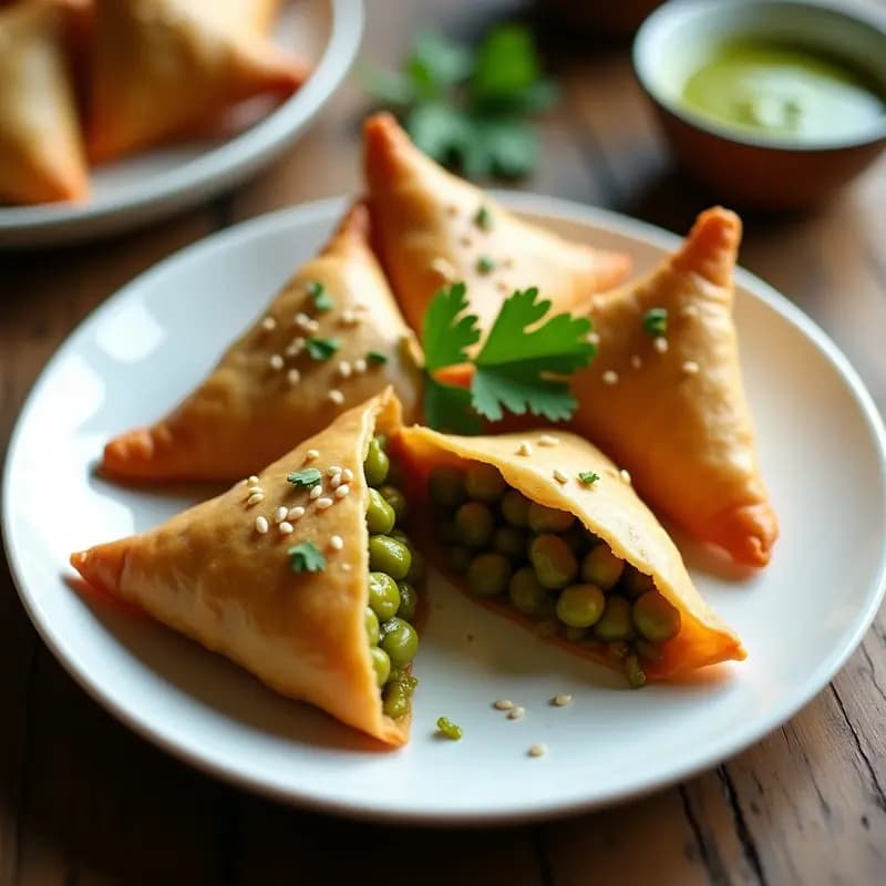Samosa de garbanzos verdes y panela: Receta India en Airfryer con Toque Dulce-Salado