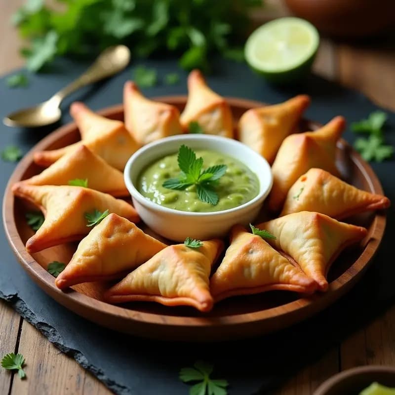 Samosa de Guisantes y Zanahoria: Empanadillas Indianas Picantes con Salsa de Mentas