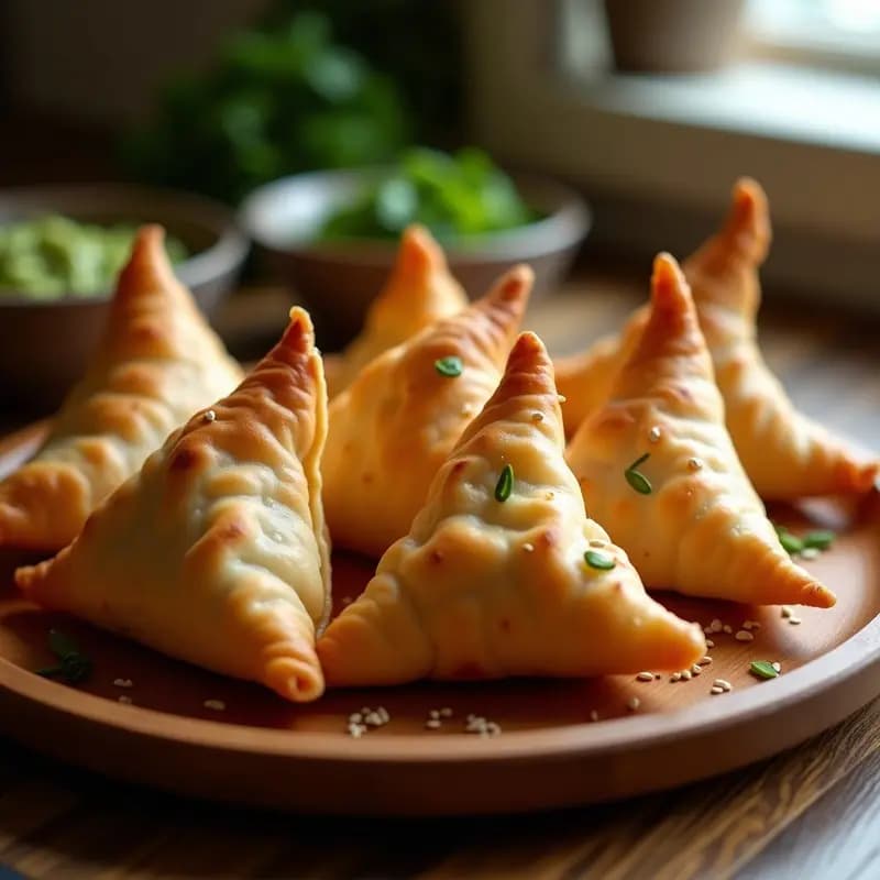 Samosa de Queso Paneer y Guisantes: Versión Indiana con Masa de Harina Integral