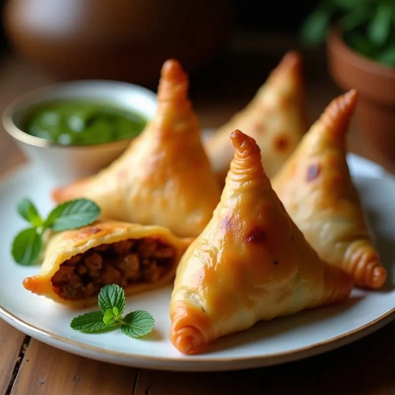 Samosa de Pastel de Carne: Empanadillas Indianas-Mexicanas con Picadillo y Especias