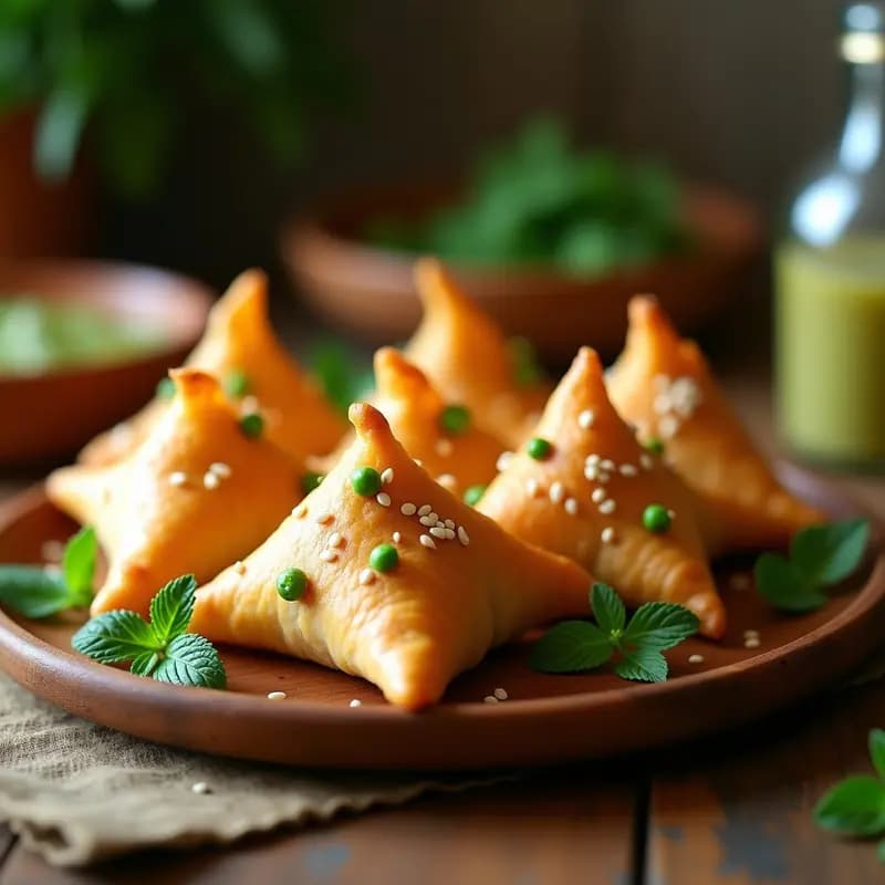 Samosa de Patata y Guisantes con Masa de Garbanzo: Aperitivo Indio Crudivegano