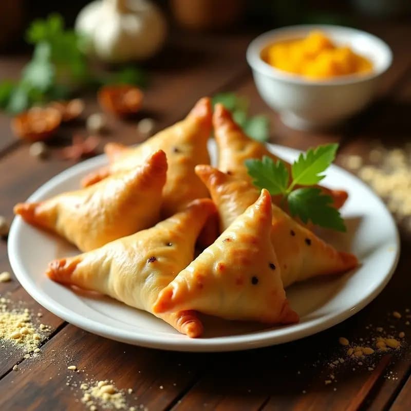 Samosa de Patata y Guisantes con Salsa de Mango: Receta India Vegana y Picante