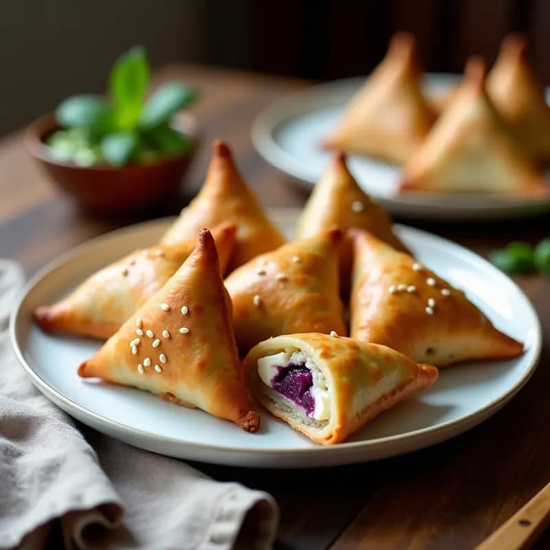 Samosa de Patata Morada y Queso Paneer: Receta India Gourmet en Airfryer