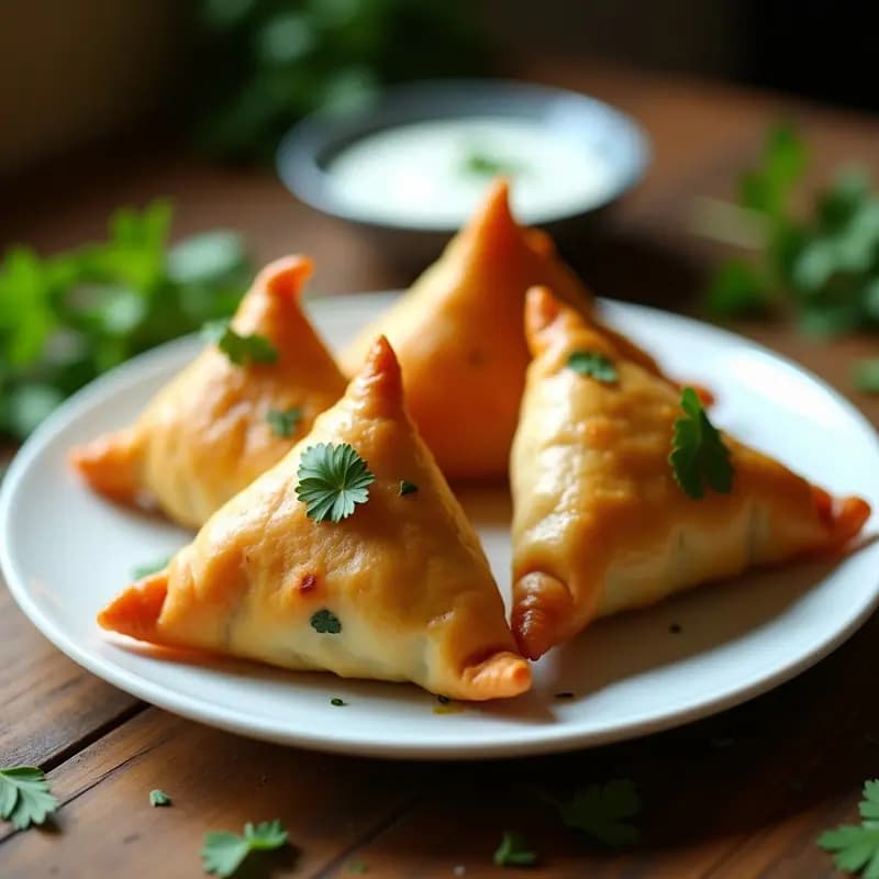 Samosa de Pollo Picante y Cilantro: Entrante Pakistaní Crujiente en Airfryer
