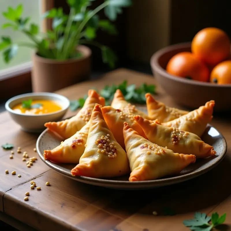 Samosas de Batata y Espinacas con Salsa de Mango: Entrante Indio al Horno Sin Fritura