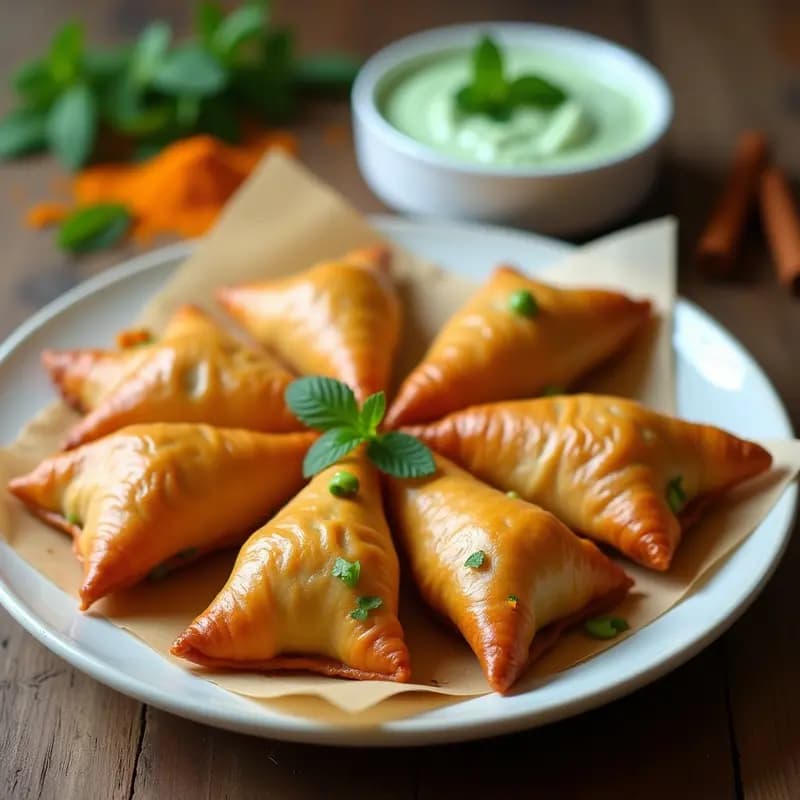 Samosas de Batata y Guisantes: Aperitivo Indio en Airfryer con Salsa de Menta