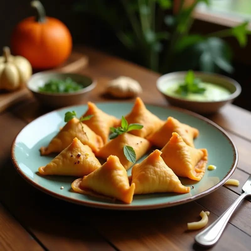 Samosas de Calabaza y Coco: Entrante Indio en Airfryer con Chutney de Mentas