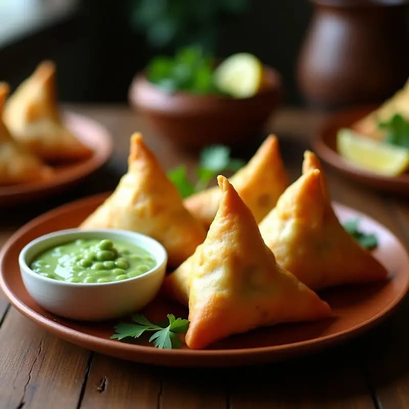 Samosas de Carne y Guisantes: Entrante Indio Picante con Salsa de Mentas
