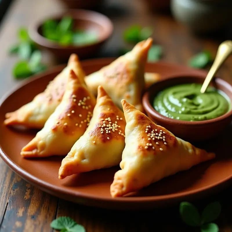 Samosas de Coliflor y Espinacas con Salsa de Mentas: Receta India Sin Gluten y Crujiente