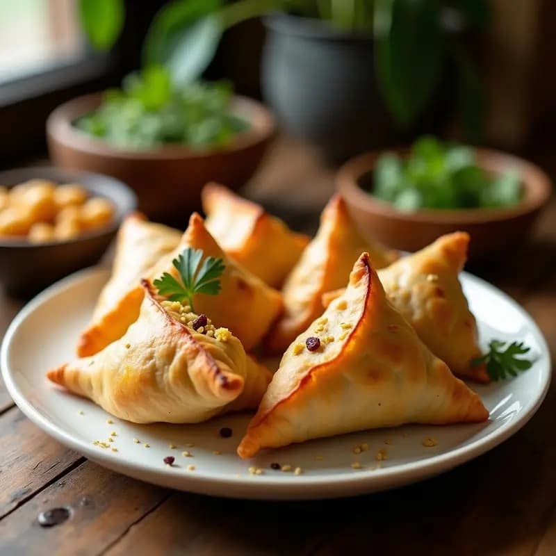 Samosas de Coliflor Rellena de Garbanzos y Pasas: Receta India en Airfryer