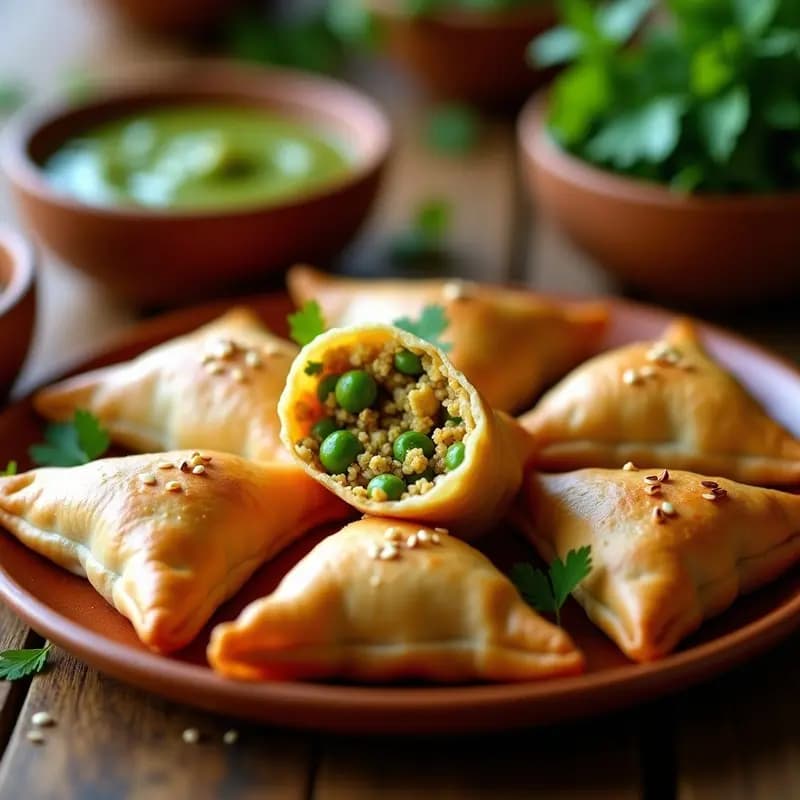 Samosas de Coliflor y Guisantes: Entrante Indio al Horno con Masa Integral